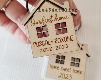 Personalized First Home Keychain Set, Custom Engraved Keychain, Personalized Housewarming Gift, New Home Keychain, Real Estate Closing Gift