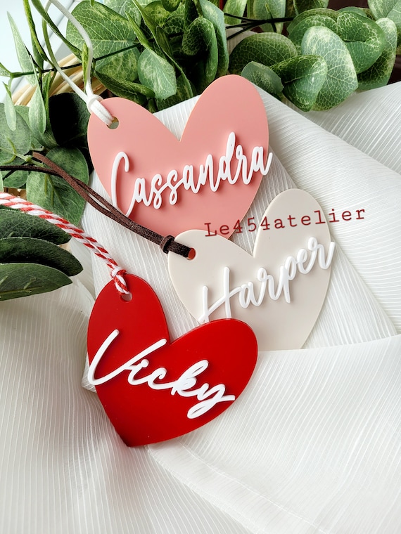 Personalized Wooden Tags | Valentine's Day Basket Tag | Personalized Valentine's Day Name Tag | Custom Tag