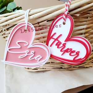 Personalized Wooden Tags | Valentine's Day Basket Tag | Personalized Valentine's Day Name Tag | Custom Tag