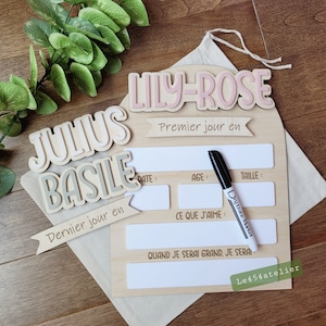 Panneau Premier Jour et Dernier Jour interchangeable | Personnalisable | Réutilisable | Accessoire photo pour enfant rentrée scolaire (FR)