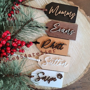 Personalized Wooden Tags | Stocking Name Tags | Custom Gift Labels | Wooden Present Tags | Christmas Stocking tags