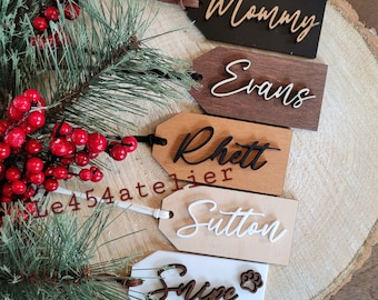 Personalized Wooden Tags | Stocking Name Tags | Custom Gift Labels | Wooden Present Tags | Christmas Stocking tags