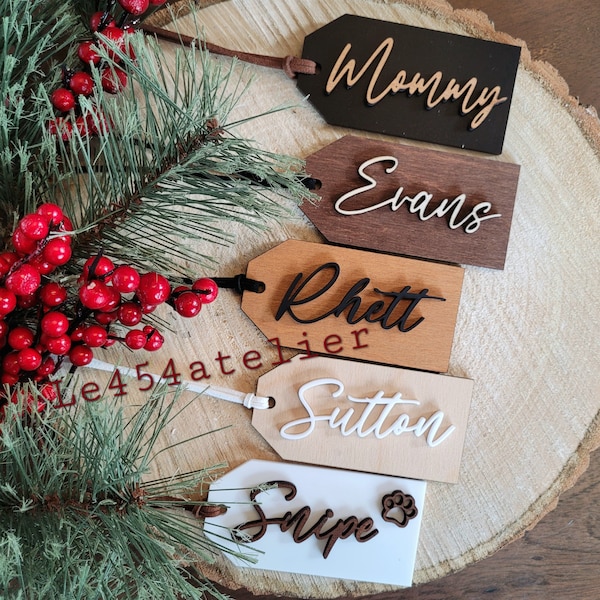 Personalized Wooden Tags | Stocking Name Tags | Custom Gift Labels | Wooden Present Tags | Christmas Stocking tags