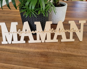 Personalized Mom Wood Sign with Children names | Custom Mother's Day Gift | Mama, Grandma, Wife | Home Wall Decor Idea