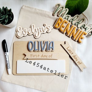 Minimal First & Last Day of School Sign | Personalized | Reusable | Child Photo Keepsake