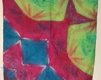 Hand Tie Dyed Silk Square Scarf