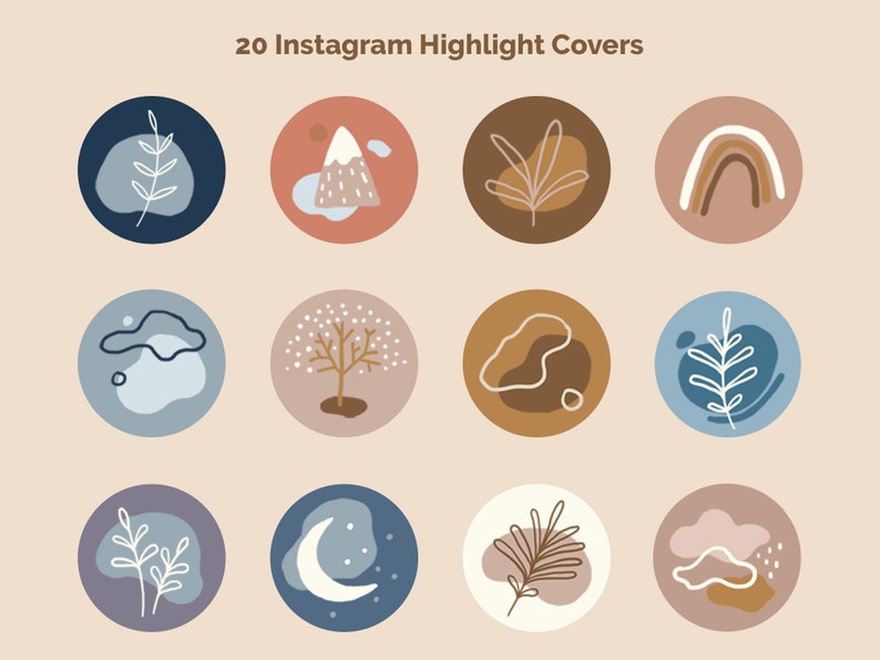 12 Instagram Story Highlight Icons Hand Drawn Icons | Etsy
