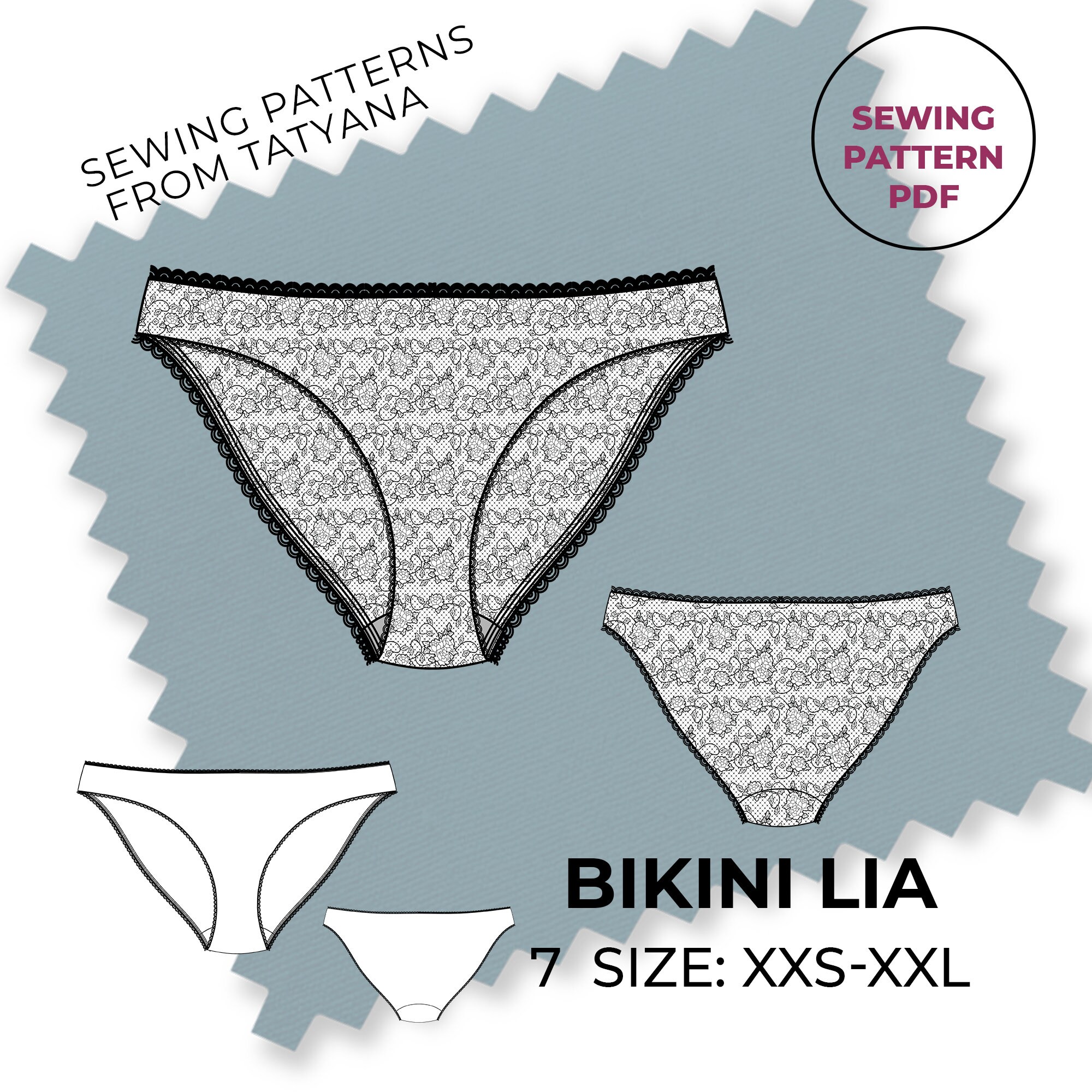 Underwear pattern Womens underwear sewing pattern Bikini Etsy