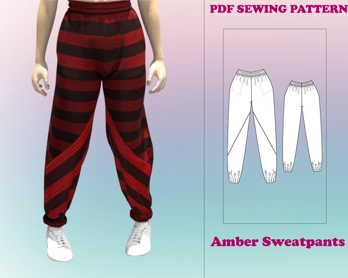 Sweatpants pattern jogging pants PDF sewing pattern sewing Etsy