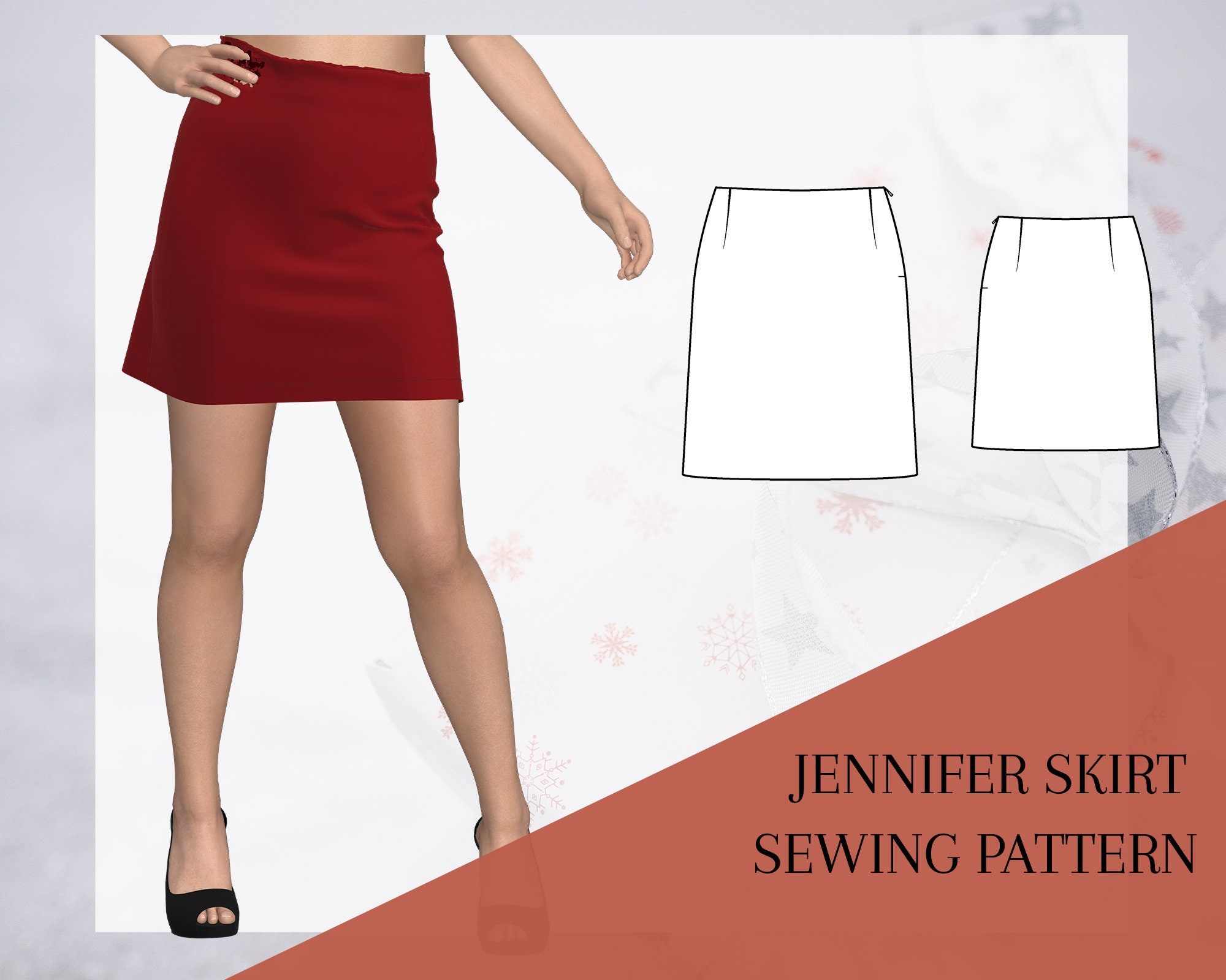 High waisted skirt PDF sewing pattern mini skirt pattern Etsy