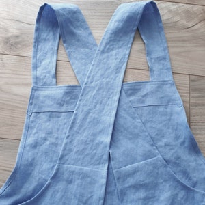 Apron, Linen apron, cross back apron, Japanese style apron, Pinafore apron, Women's apron, men's apron, gift apron image 9