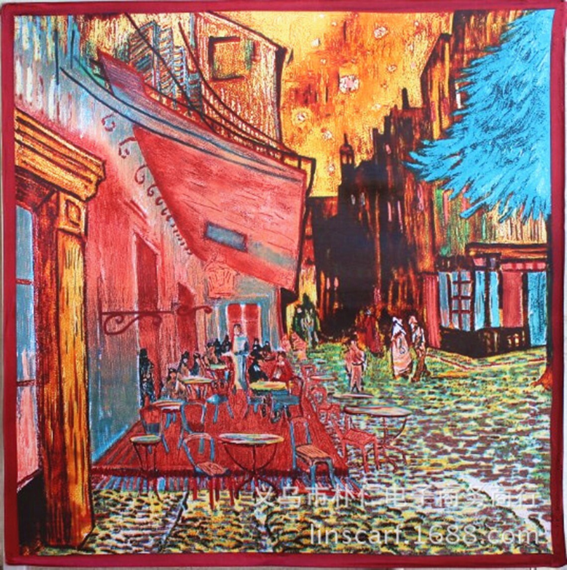Van Gogh Café Ölgemälde großer quadratischer Schal 35 x 35 | Etsy