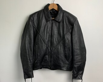 Excellent Condition Size XL Vintage 80/'s Rocker LeatherKnit Coat by Street Scene