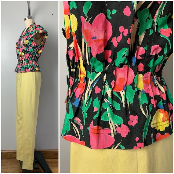 Vintage 80s Ungaro Floral Top/1980's Ungaro Paral… - image 3