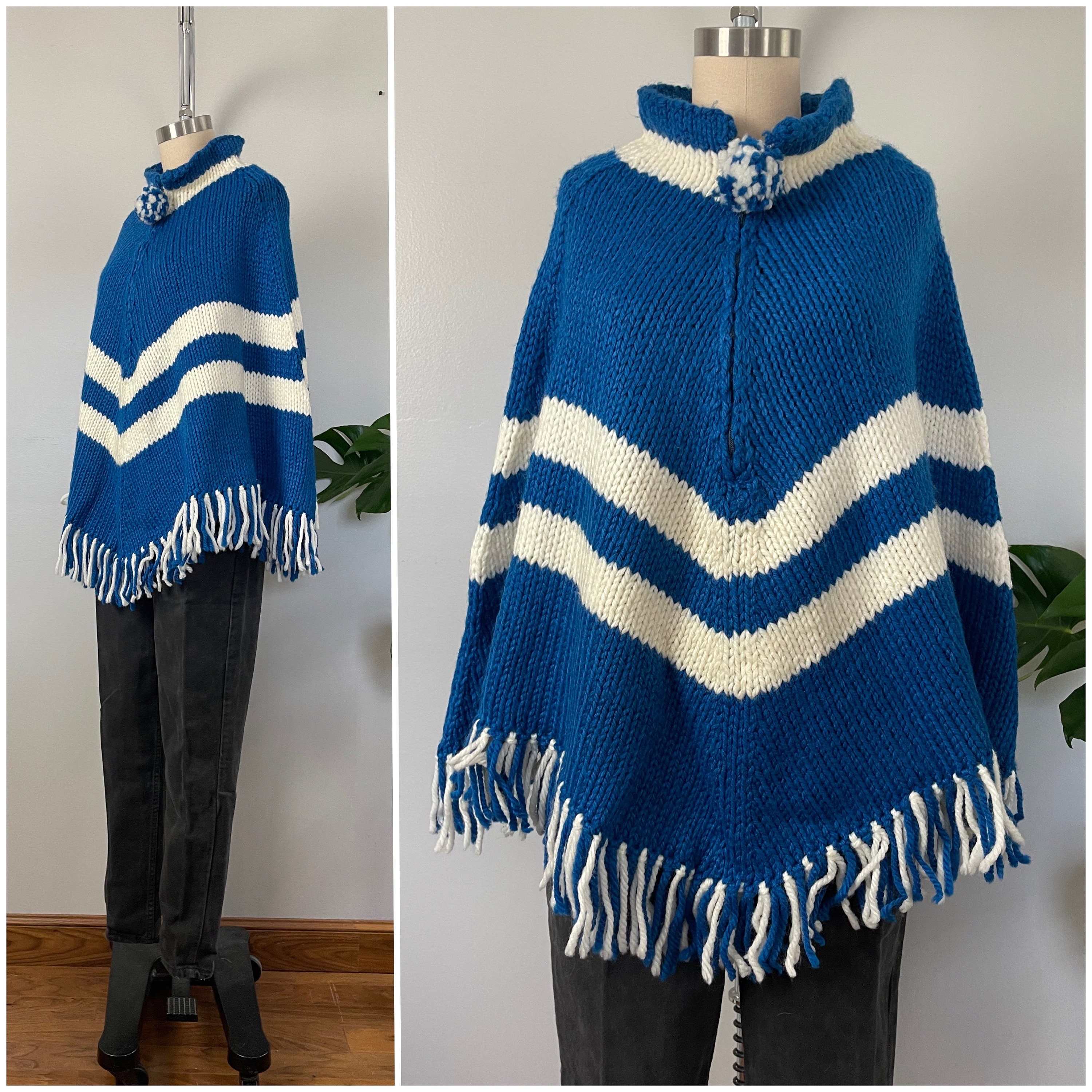 Vintage 70s Fringe Wool Poncho/1970