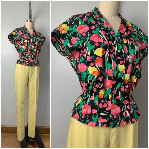 Vintage 80s Ungaro Floral Top/1980's Ungaro Paral… - image 5