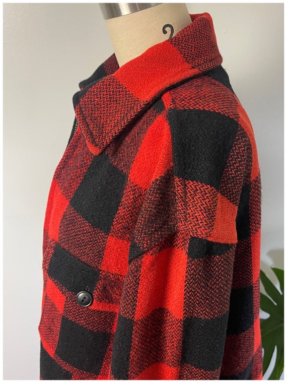Vintage 50s Wool Plaid Jacket/1950's Melton Outer… - image 4