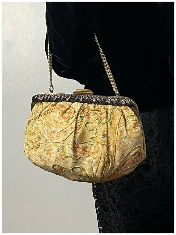 Vintage 50s Sparkly Gold Fabric Handbag/1950's 60… - image 5