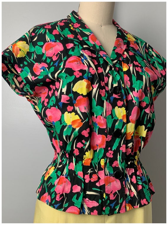 Vintage 80s Ungaro Floral Top/1980's Ungaro Paral… - image 7