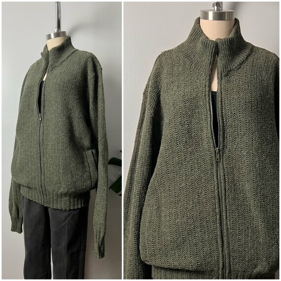 Vintage 90s Wool Cardigan Sweater/1990's L.L Bean… - image 2