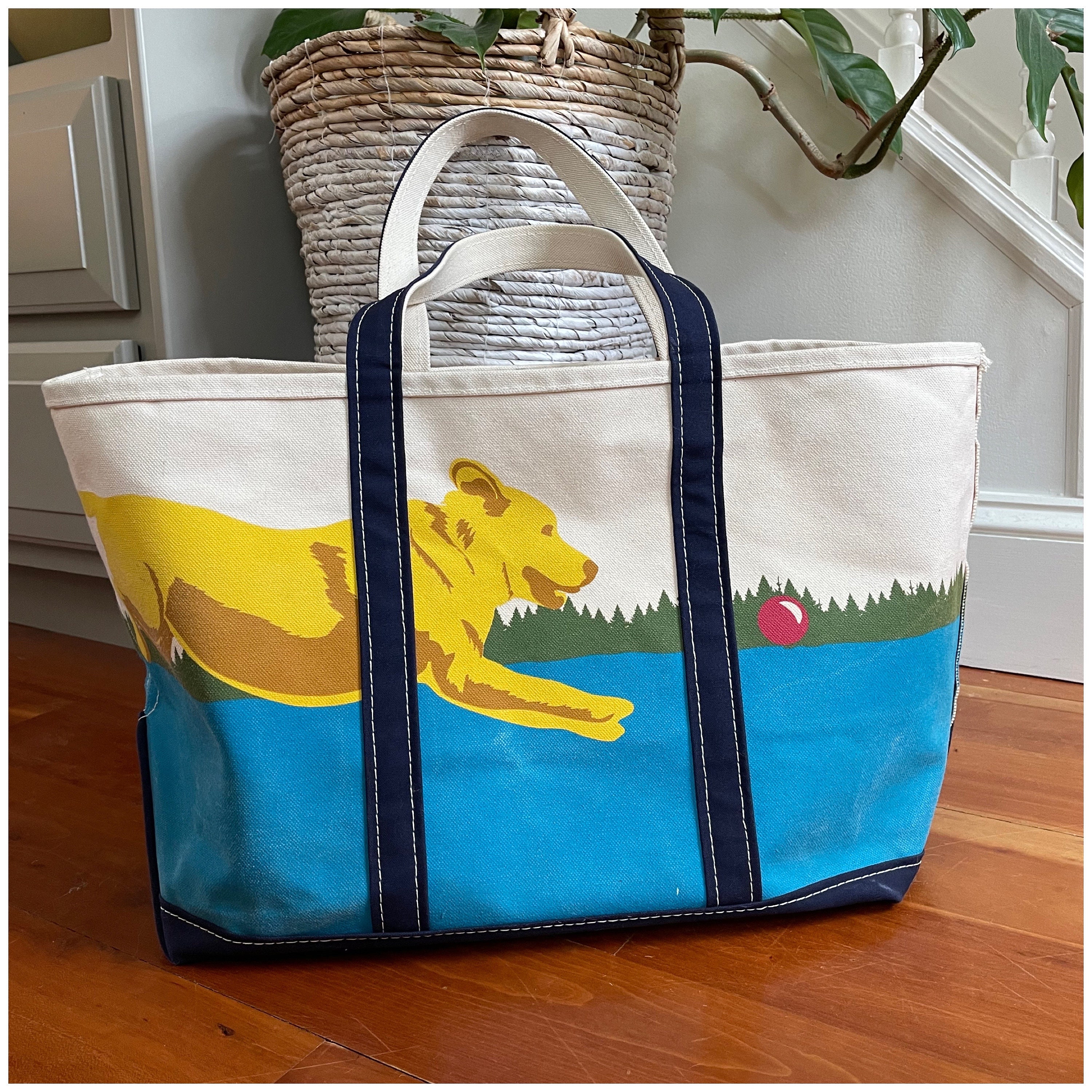 Vintage LL Bean Dog and Dock Tote/80s 90s L.L. Bean Canvas 