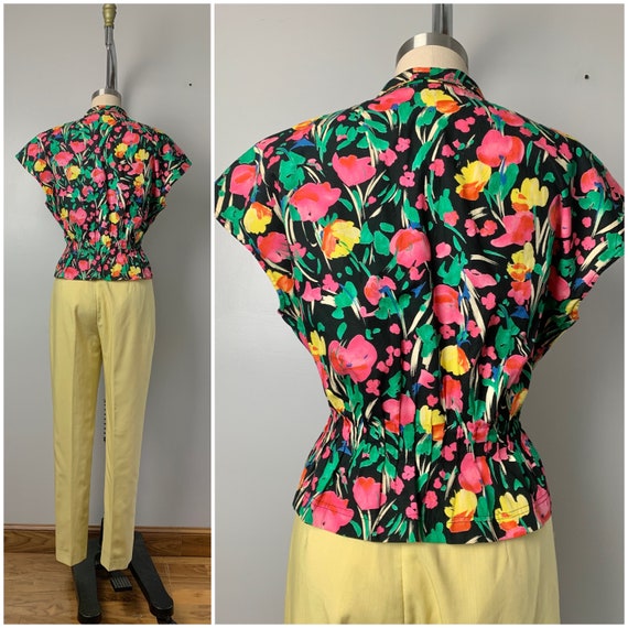 Vintage 80s Ungaro Floral Top/1980's Ungaro Paral… - image 4