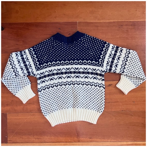 Vintage 70s Toddler Pullover Sweater/1970's Blue … - image 3