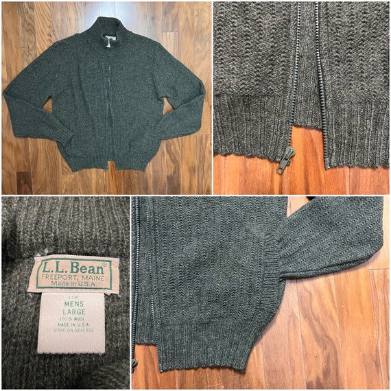 Vintage 90s Wool Cardigan Sweater/1990's L.L Bean… - image 7