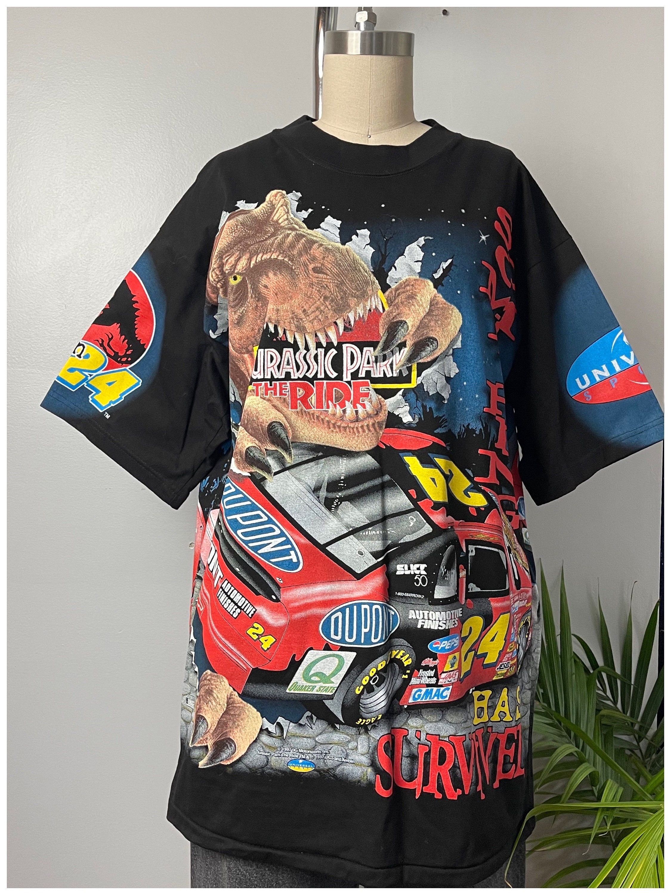 激レア　ジュラシックパーク　Jeffgordon tシャツ　USA製　美品 VTG Jurassic Park the Ride 1997 Jeff Gordon Nascar All Over