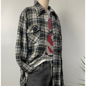 Vintage 80s Wool Plaid Flannel/1980&#39;s Kings Road Shop Sears Green and Blue Tartan Plaid Button Up Shirt/Size M-L
