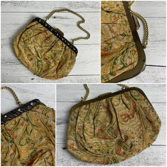 Vintage 50s Sparkly Gold Fabric Handbag/1950's 60… - image 9