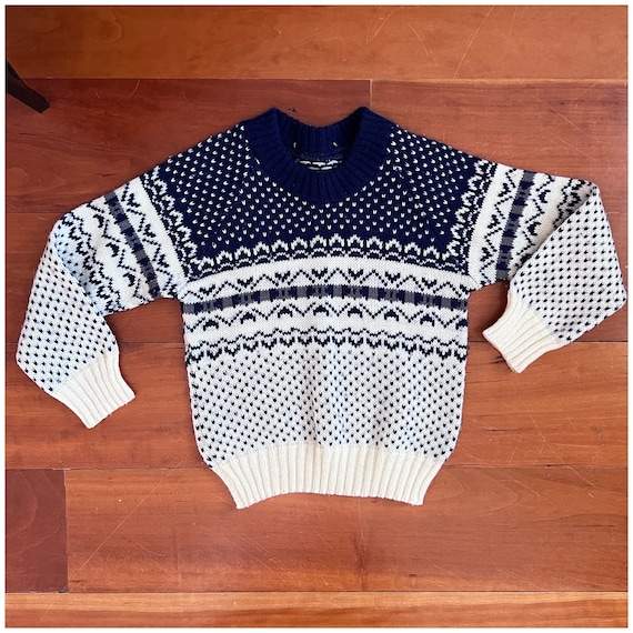 Vintage 70s Toddler Pullover Sweater/1970's Blue … - image 1