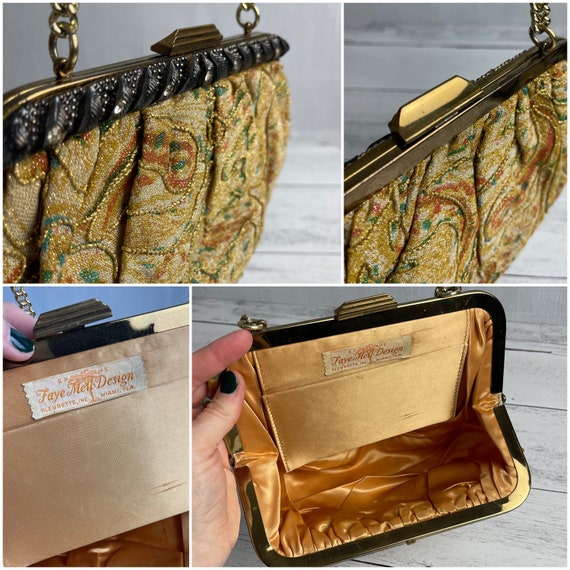 Vintage 50s Sparkly Gold Fabric Handbag/1950's 60… - image 10