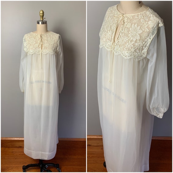 Vintage 60s Formfit Rogers Nightgown/1960's Cream… - image 3