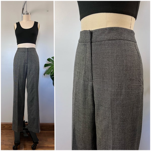 Vintage 90s Wool Trousers/1990's Rafaella Mid Rise Flat Front Wool Tweed Pants/Fall Winter Wool Pants/Size Small 28" Waist 31" Inseam