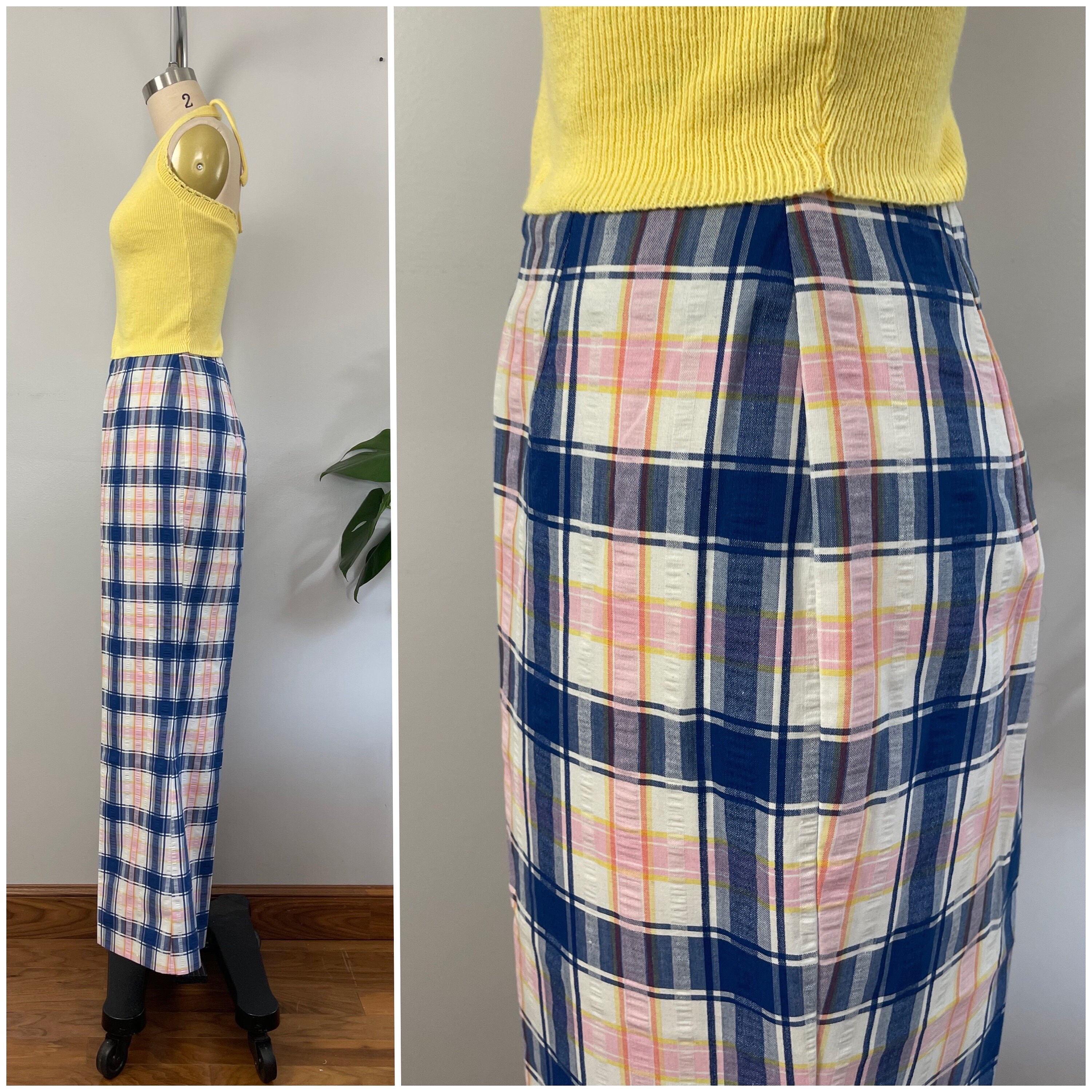 Vintage 70s Seersucker Flare Pants/1970's Sears Perma-prest Vintage 70s Seersucker Flare Pants/1970's Sears Perma-prest