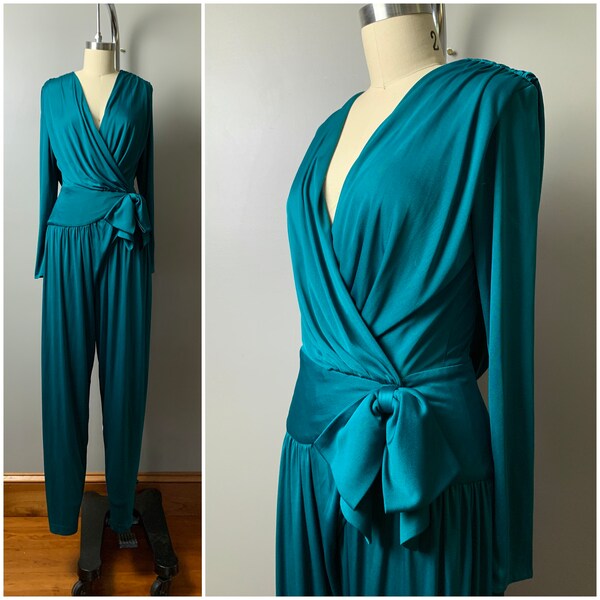 Satin Teal Jumpsuit