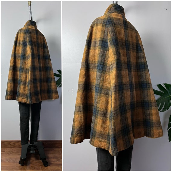Vintage 60s Wool Plaid Cape/1960's Country Place … - image 6