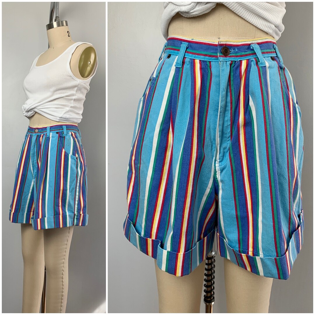 Vintage 90’s Victoria’s Secret white and blue stripe shorts