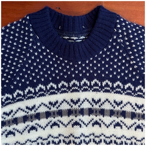 Vintage 70s Toddler Pullover Sweater/1970's Blue … - image 2