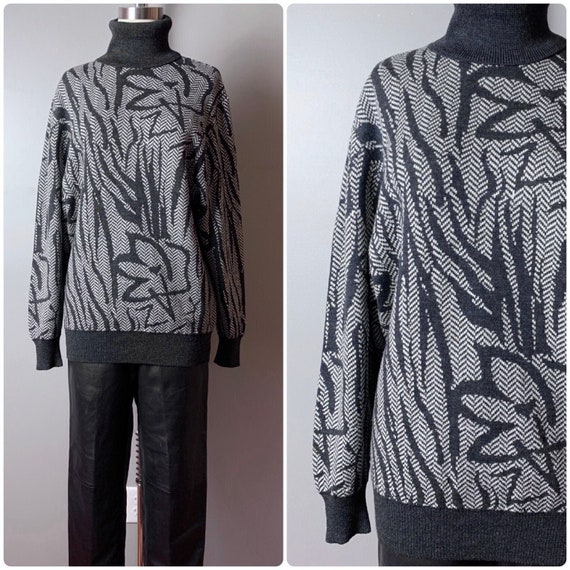 Vintage 80s Valentino wool sweater//1980's charcoal g… - Gem