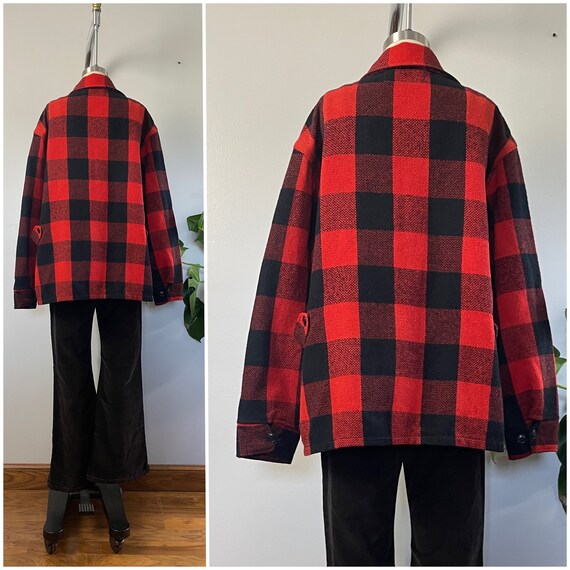 Vintage 50s Wool Plaid Jacket/1950's Melton Outer… - image 6