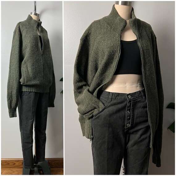 Vintage 90s Wool Cardigan Sweater/1990's L.L Bean… - image 3