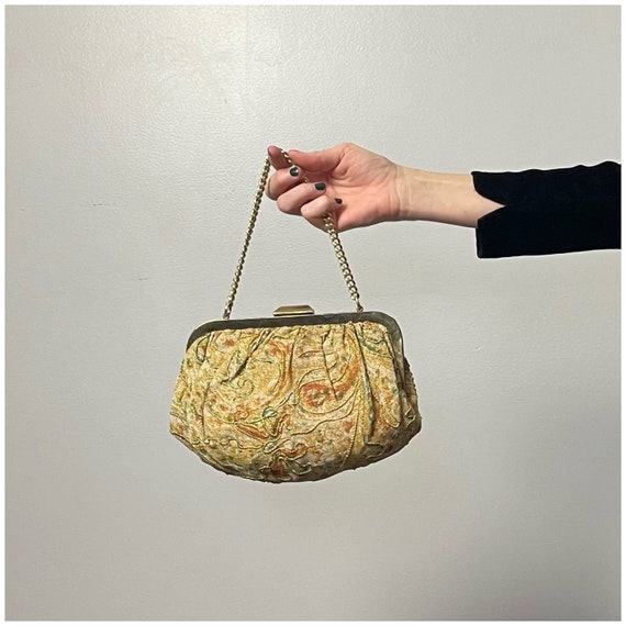 Vintage 50s Sparkly Gold Fabric Handbag/1950's 60… - image 7