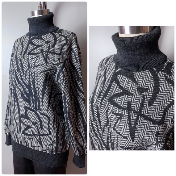 Vintage 80s Valentino wool sweater//1980's charcoal g… - Gem