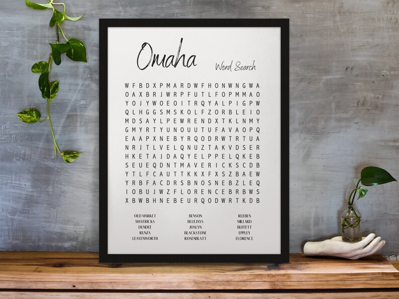 Omaha Word Search NE Omaha Wall Art Omaha Poster Omaha Print Omaha Decor Omaha Gift Etsy
