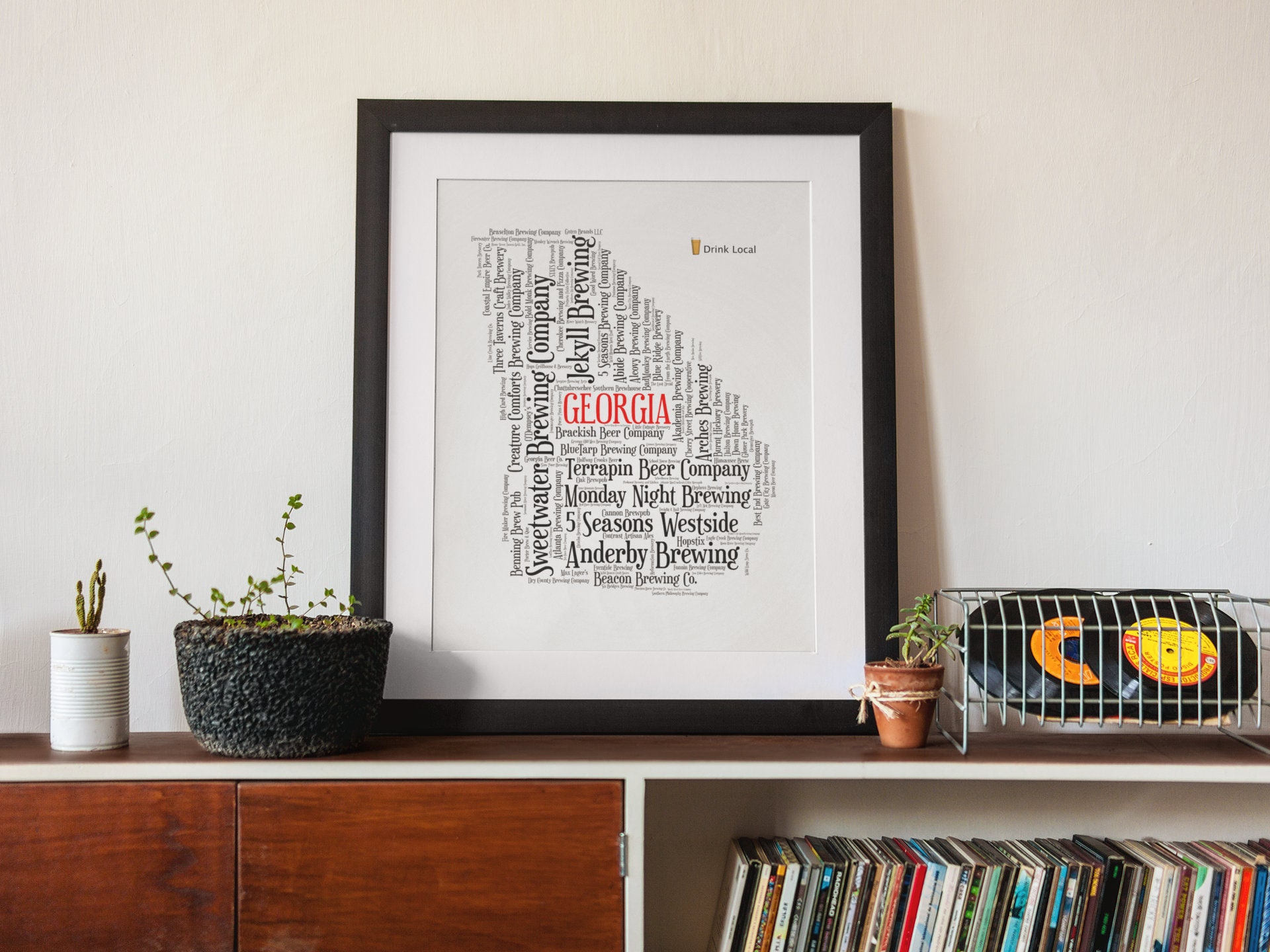Atlanta Braves Word Art with color coordinating 11x14 Mat - Frame is NOT  included.