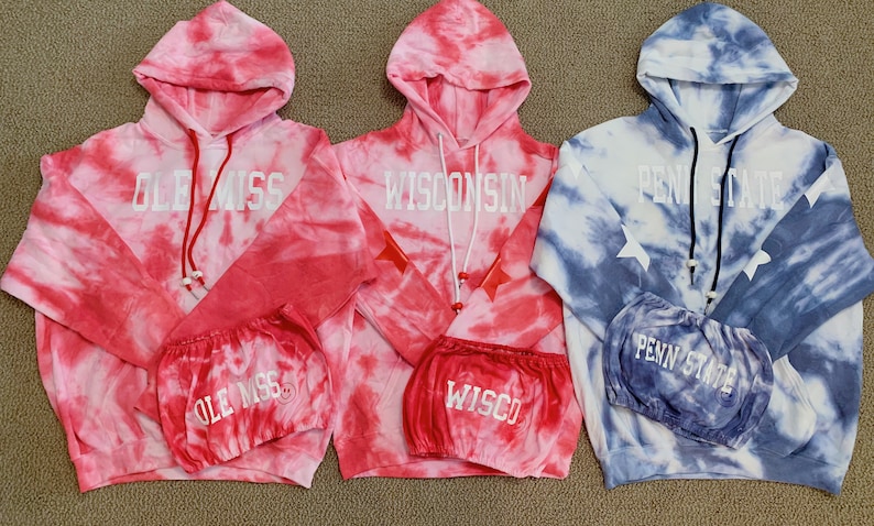 tailgate shirt college crop top custom sweatshirt custom crop top Custom tie dye college hoodie and crop top bundle college sweatshirt