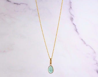 18K Solid Gold Emerald Lori Necklace: Dainty May Birthstone Pendant