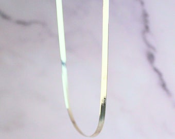10K Gold Herringbone Chain Oliver Necklace: Shiny Minimalist Chain, 16 Inch